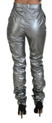 Dolce & Gabbana Metallic-Silberne High-Waist-Skinny-Hose
