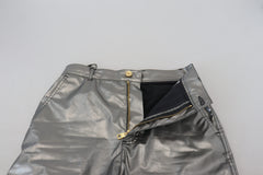 Dolce & Gabbana Metallic-Silberne High-Waist-Skinny-Hose