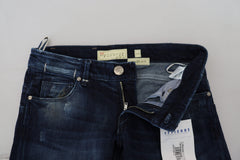 Acht blaue Slim Fit Low Waist Damenjeans aus Baumwolle