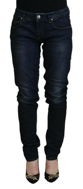 Acht Blue Cotton Skinny Low Waist Casual Spijkerbroek voor Dames