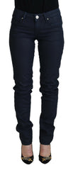 Acht blaue Baumwoll-Skinny Low Waist Damen-Jeans