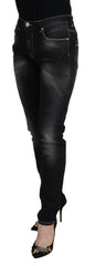 Acht Black Washed Mid Waist Tapered Damen Casual Jeans