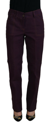 BENCIVENGA Violett Baumwolle Mittelhoher Bund Damen Tapered Hose
