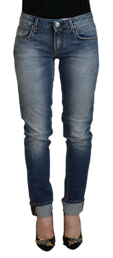 Acht Blue Washed Cotton Low Waist Dames Casual Jeans