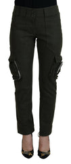 Ermanno Scervino Grüne Tapered Damenhose mit Schnürung