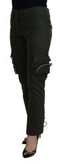 Ermanno Scervino Grüne Tapered Damenhose mit Schnürung