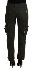 Ermanno Scervino Grüne Tapered Damenhose mit Schnürung