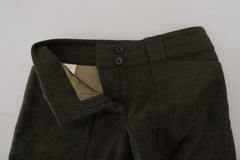 Ermanno Scervino Grüne Tapered Damenhose mit Schnürung