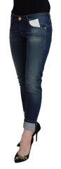 Acht blaue Slim Fit Damen Casual Denim Jeans aus Baumwolle