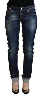 Acht Blue Cotton Slim Fit Dames Casual Denim Jeans