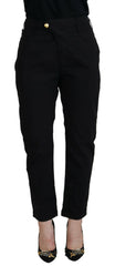 CYCLE Schwarze High-Waist-Baggy-Hose aus Baumwolle für Damen