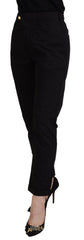 CYCLE Schwarze High-Waist-Baggy-Hose aus Baumwolle für Damen