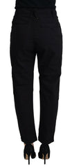 CYCLE Schwarze High-Waist-Baggy-Hose aus Baumwolle für Damen