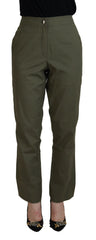 LAUREL Green Cotton High Waist Women Tapered Pants