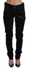 John Galliano Schwarze Baumwoll-Mid-Waist Skinny Slim Fit Jeans