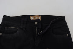 John Galliano Schwarze Baumwoll-Mid-Waist Skinny Slim Fit Jeans