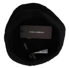 Dolce & Gabbana Schwarze Damen Wintermütze aus Schurwolle