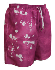 Dsquared² Pink Tie Dye Logo Herren Badeshorts Swimwear