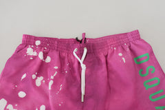 Dsquared² Pink Tie Dye Logo Herren Badeshorts Swimwear