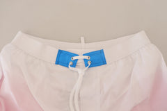 Dsquared² White Pink Logo Print Herren Badeshorts Bademode