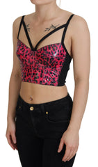 Dolce & Gabbana Rosa bauchfreies Korsett-Oberteil mit Leopardenmuster