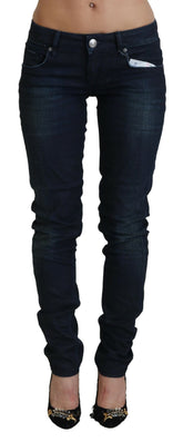Acht blauwe low waist slim fit damesjeans