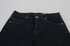 Acht dunkelblaue Low Waist Slim Fit Damen-Jeans