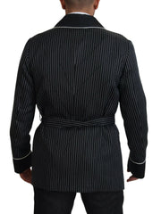 Dolce & Gabbana Schwarze Robe Gestreifte DG Patch Jacke Herren Blazer