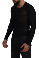 Dolce & Gabbana Schwarzer Kaschmir-Pullover mit Knöpfen