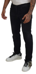 Dolce & Gabbana Black Angel Embroidery Skinny Denim Jeans