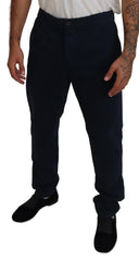Dolce & Gabbana Blaues Baumwollkleid Formelle Herrenhose
