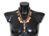 Dolce & Gabbana Goldene Messing Kristall Logo Ananas Statement-Halskette