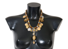Dolce & Gabbana Goldene Messing Kristall Logo Ananas Statement-Halskette