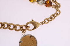 Dolce & Gabbana Goldene Messing Kristall Logo Ananas Statement-Halskette