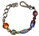 Dolce & Gabbana mehrfarbiges silbernes Kettenarmband aus Messing mit Perlen und Karabinerverschluss