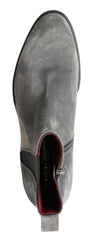 Dolce & Gabbana Graue Leder Herren Stiefeletten Schuhe