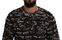 Dolce & Gabbana Brauner gestrickter Wollpullover Fatto A Mano