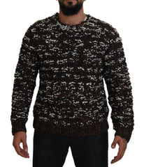 Dolce & Gabbana Brauner gestrickter Wollpullover Fatto A Mano