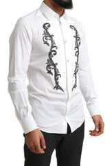 Dolce & Gabbana Weißes Smokinghemd im Slim-Fit-Barock-Stil