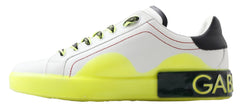 Dolce & Gabbana Weiß Gelb Portofino Leder Sneakers Schuhe