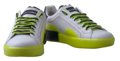 Dolce & Gabbana Weiß Gelb Portofino Leder Sneakers Schuhe