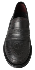 Dolce & Gabbana Schwarze Leder-Slipper-Loafers mit Ziernähten
