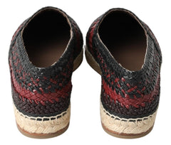 Dolce & Gabbana Schwarze Bordeaux-Espadrilles aus Büffelleder