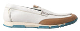 Dolce & Gabbana Weiße Leder Slipper Mokassins Schuhe