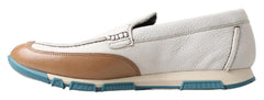 Dolce & Gabbana Weiße Leder Slipper Mokassins Schuhe