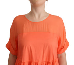 Twinset Maxikleid aus Koralle Baumwollmischung mit kurzen Ärmeln