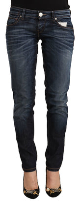 Acht Blue Washed Cotton Low Waist Skinny Spijkerbroek
