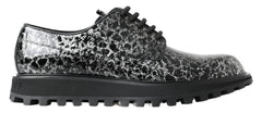 Dolce & Gabbana Schwarz-weiße Derby-Schuhe aus Lackleder