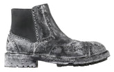 Dolce & Gabbana Schwarze graue Leder-Stiefeletten