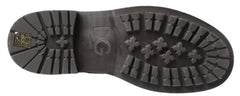 Dolce & Gabbana Schwarze graue Leder-Wadenstiefel Schuhe